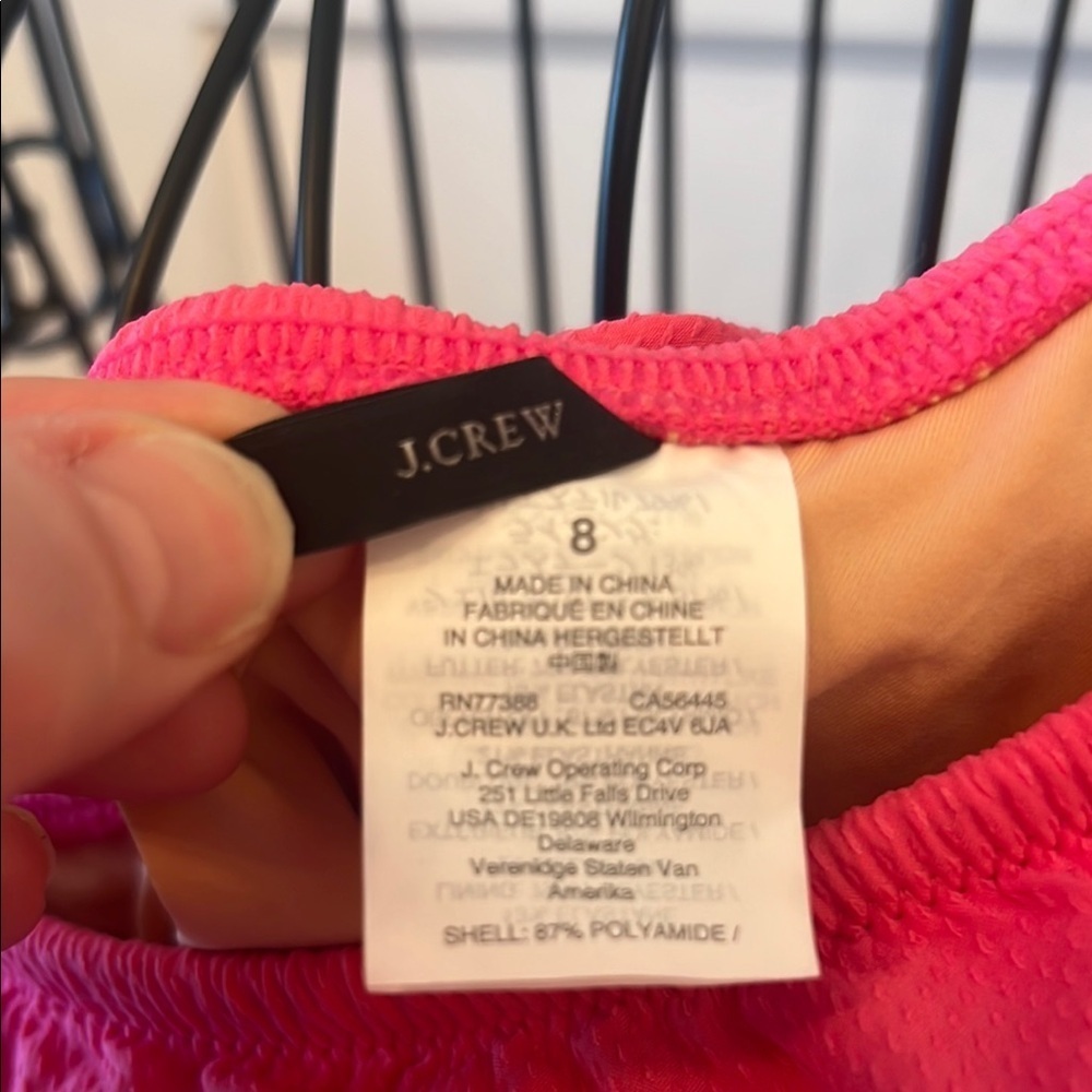 J Crew One Shoulder Hot Pink Ruffle Ric Rac One-piece Swimsuit-Size 8 - Picture 2 of 4